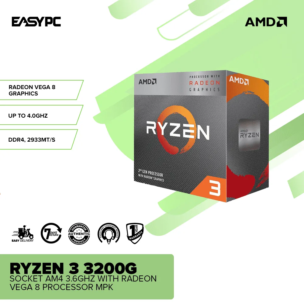 AMD Ryzen 3 3200g Socket Am4 3.6ghz with Radeon Vega 8 Processor MPK