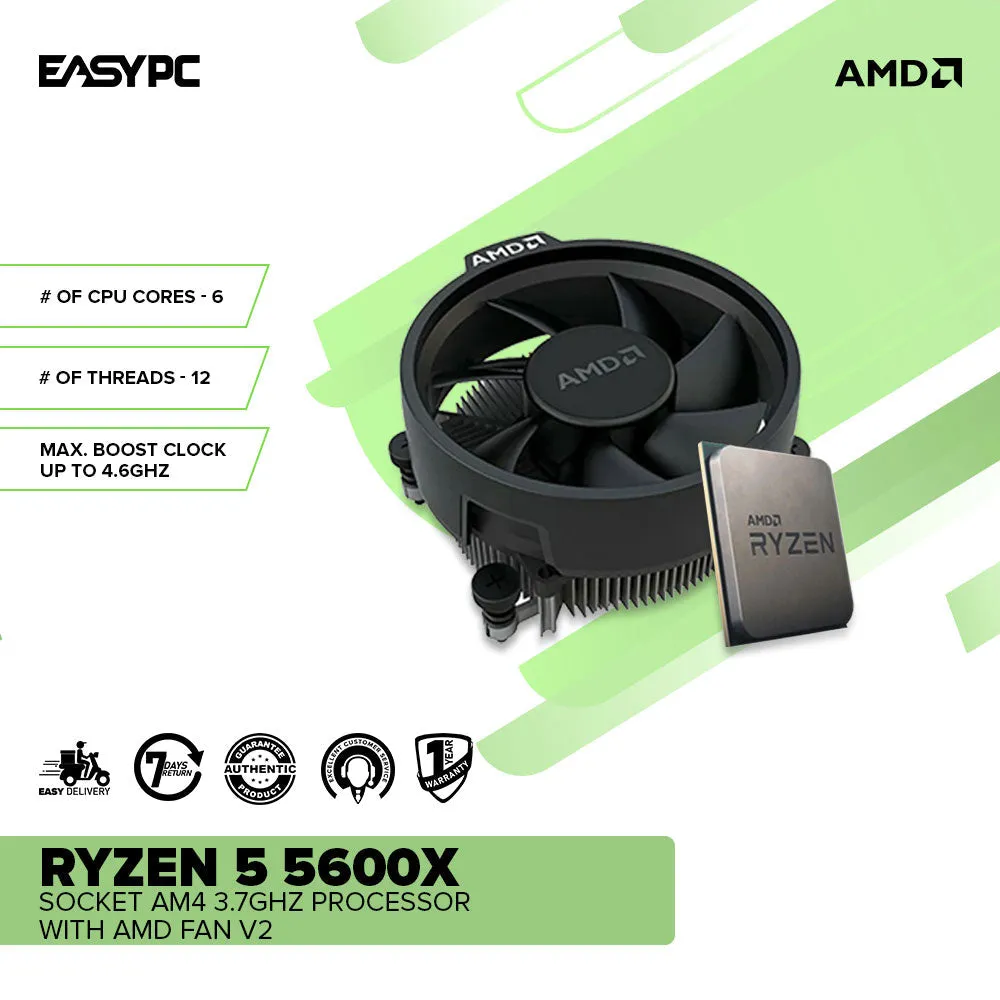 AMD Ryzen 5 5600X Socket AM4 3.7GHz with AMD OEM Fan MPK VR Ready Premium Desktop Processor