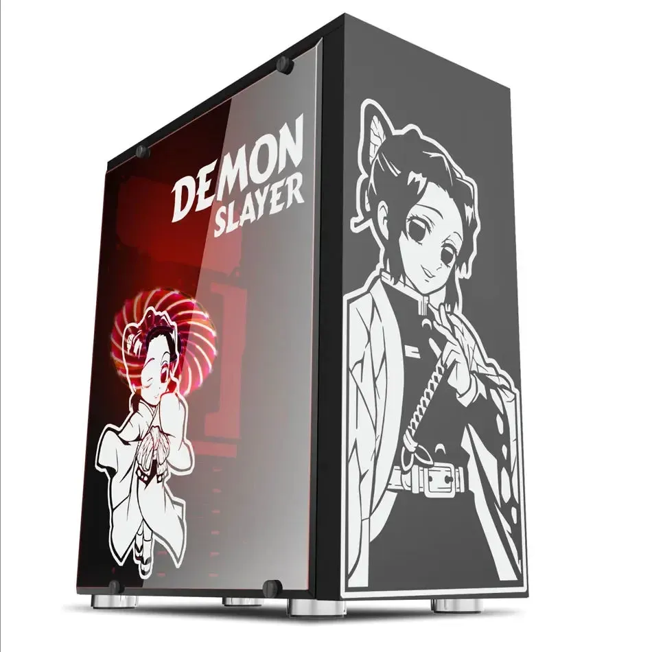 Anime Demon Slayer Stickers for PC Case Stickers for ATX Mid Tower Computer Removable Waterproof Hollow Stickers