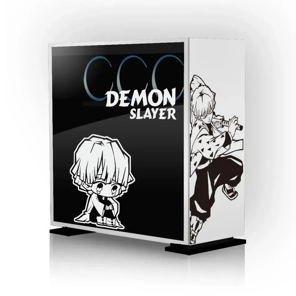 Anime Demon Slayer Stickers for PC Case Stickers for ATX Mid Tower Computer Removable Waterproof Hollow Stickers