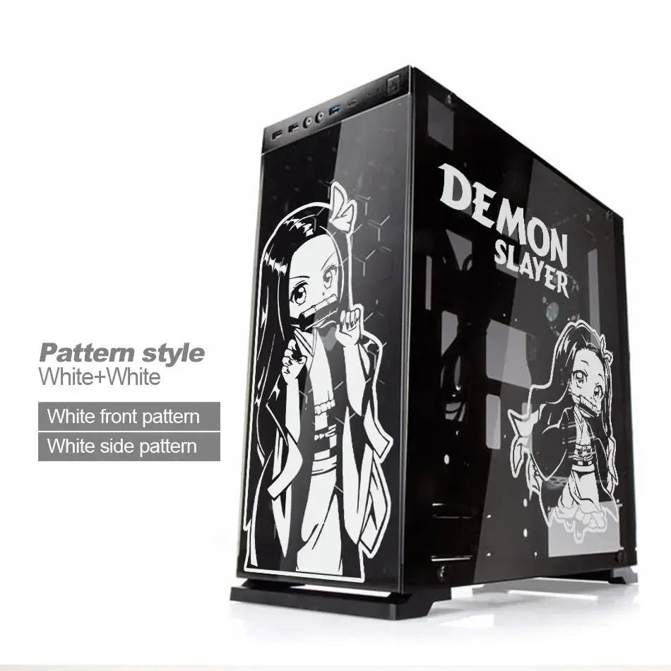Anime Demon Slayer Stickers for PC Case Stickers for ATX Mid Tower Computer Removable Waterproof Hollow Stickers