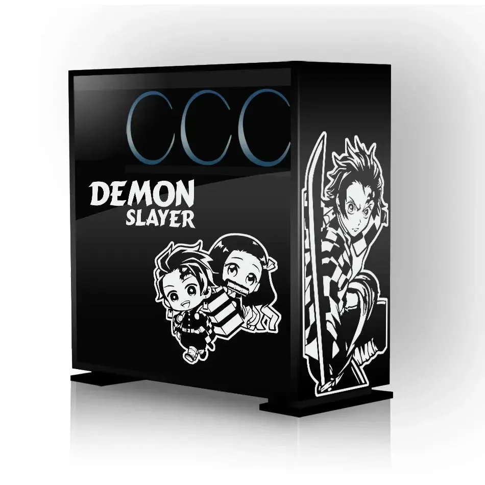 Anime Demon Slayer Stickers for PC Case Stickers for ATX Mid Tower Computer Removable Waterproof Hollow Stickers