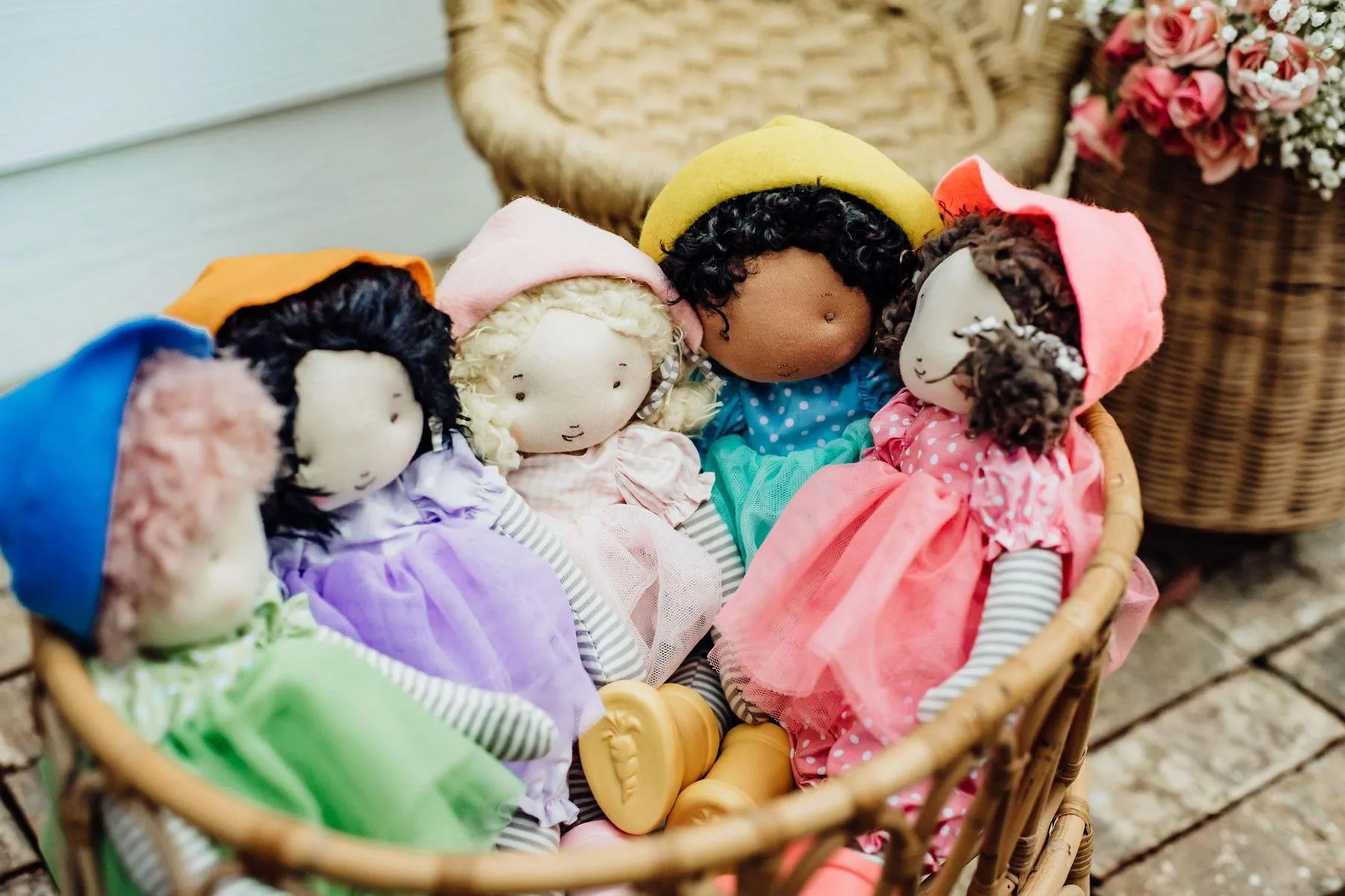 Baby and kids "Phoebe" Girl Friend plush Doll with doll hat and doll boots - Bunnies by the Bay
