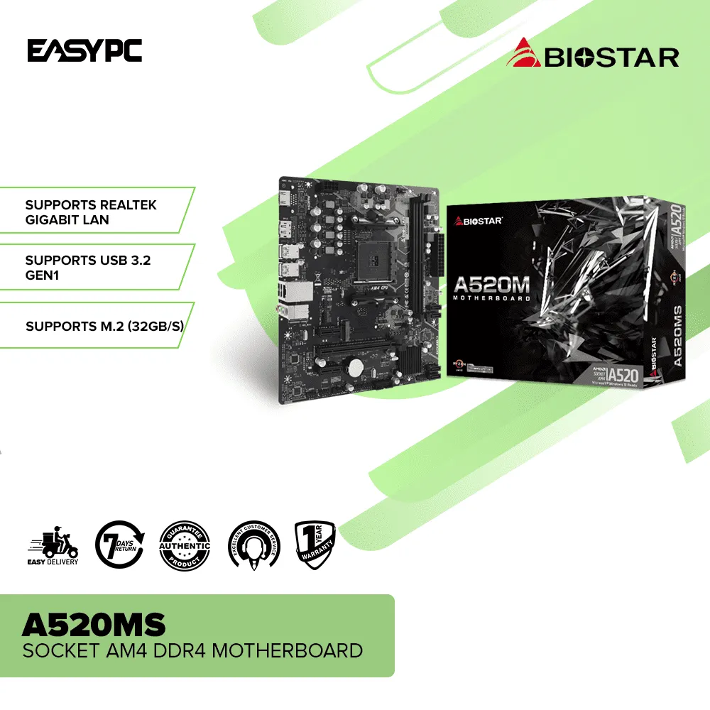 Biostar A520MS Socket Am4 DDR4 Motherboard
