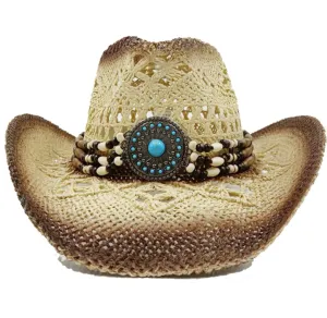Ombre Straw fedora with accessories