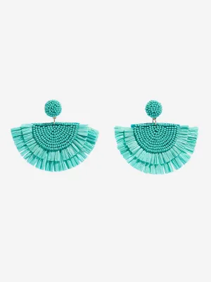 Westside Accessories Aqua Beaded Raffia Earrings