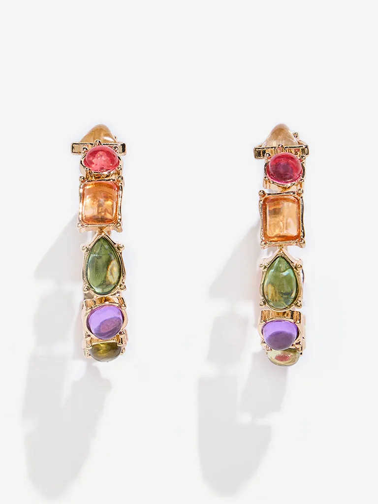 Westside Accessories Multicolour Gemstones Hoops Earrings